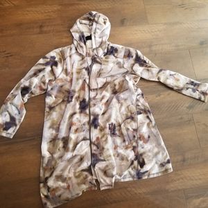 QVC logo Lori Goldstein tunic zip front hoodie with pockets